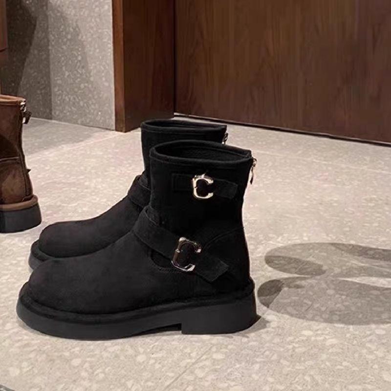 Fashion Brown Suede Ladies Mid Calf Shoes Autumn Winter 2025 Novelty Sale Demi-season on Offer Cosplay Fashion Women's Half High Boots