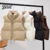 Giacca da Donna Gilet Invernale Cappotto Ispessito Imbottito Chiusura con Zip Collo Alto Senza Maniche Gilet Colore Unico Antivento Mantenimento del Calore Outdoor