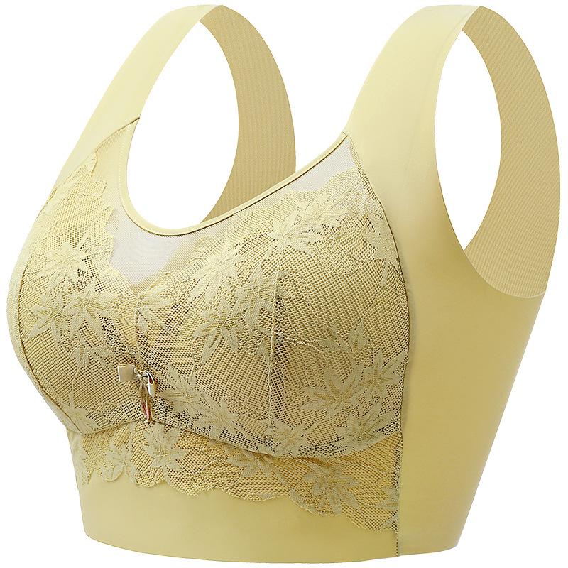 Lace Mesh Seamless Vest-Style Wire-Free Plus Size Bra with Beautiful Back Design