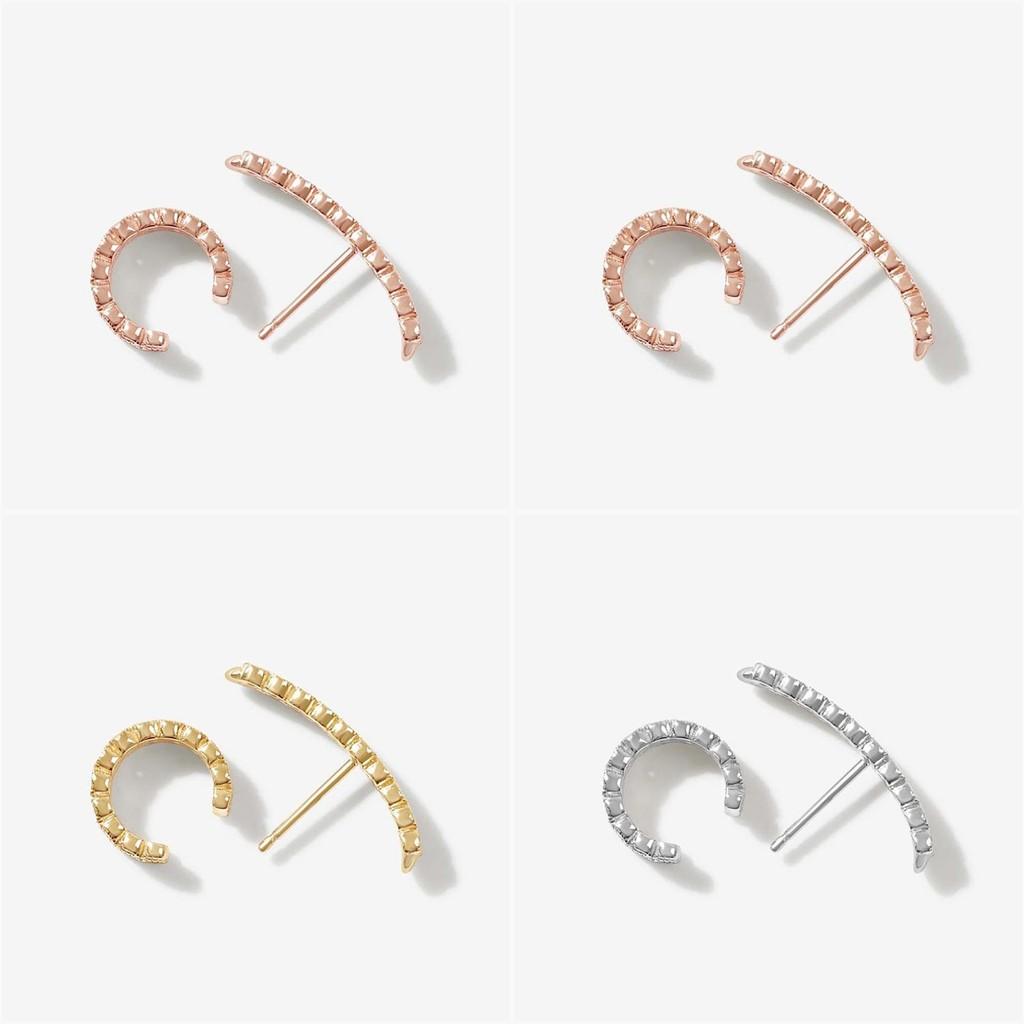 Stilvolles Set Geometrische Ohrringe und Ohrclips in Gold, Silber und Roségold-Beschichtung für Damen, Einzigartiges und Modernes Design