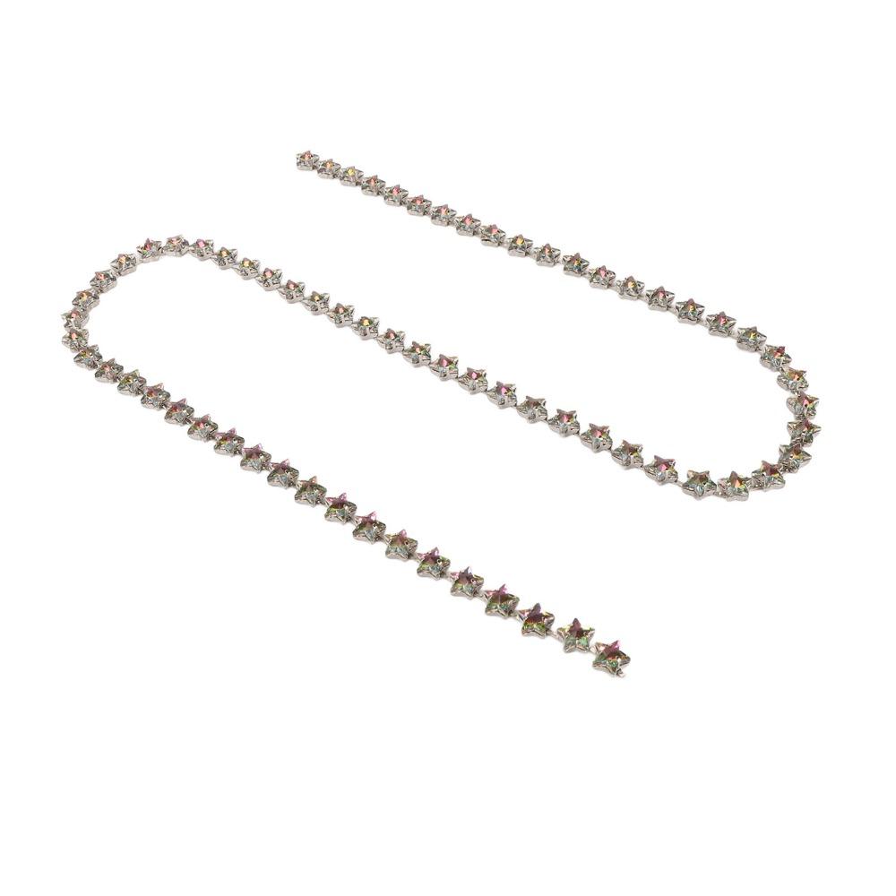 1PCS 1 Yard Length Rhinestone Chain Close Chain Crystal Applique Rhinestone Trim DIY Sewing