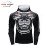 Mens Slim Fit Hooded Gym Workout Top Digital Print Long Sleeve Athletic Shirt Fitness Running Training