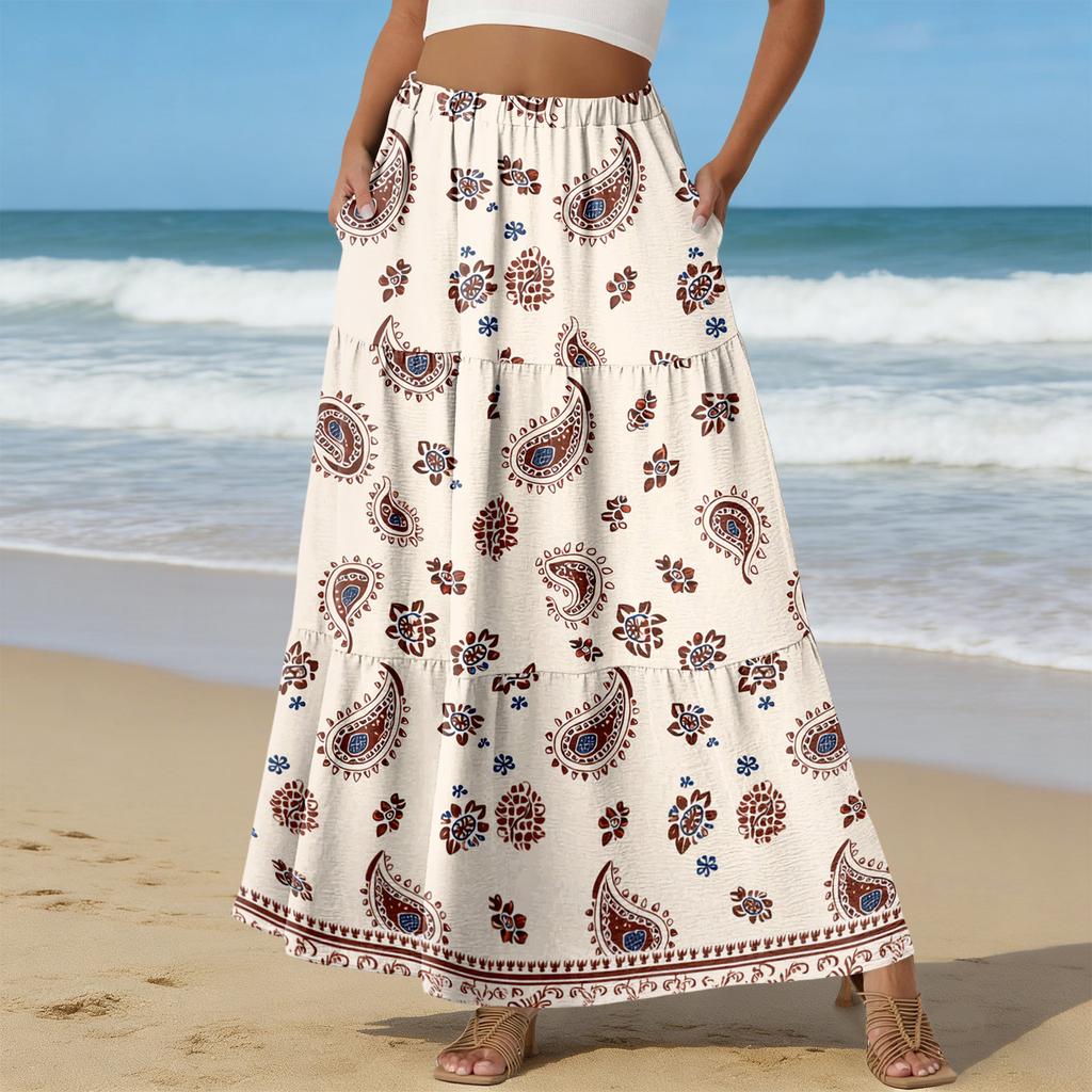 Damen Casual High Waist Kordelzug A-Linien Rock Farbiger Rock Mit Taschen