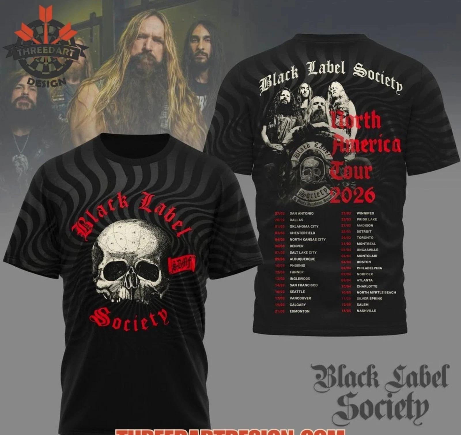 Black Label Society North America Tour 2026 3D T-Shirt S-5XL M