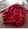 Boys' Red Fleece-Lined Winter Hoodie 2025 - Stylish Year of the Horse Top for Middle and Big Kids.