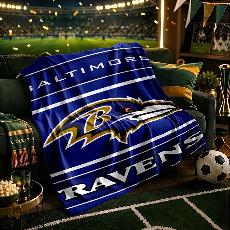 football Ravens Logo Blanket Lightweight Flannel Bedding Blanket Perfect for Travel, Camping, Living Rooms, Offices, Sofas, Fan Christmas gift