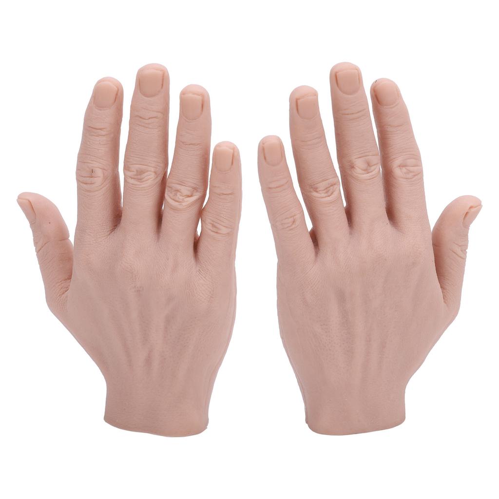 1 Pair Realistic Silicone Male Hand Model Soft Flexible Reusable Male Mannequin Hand Model for Showing Jewelry Painting