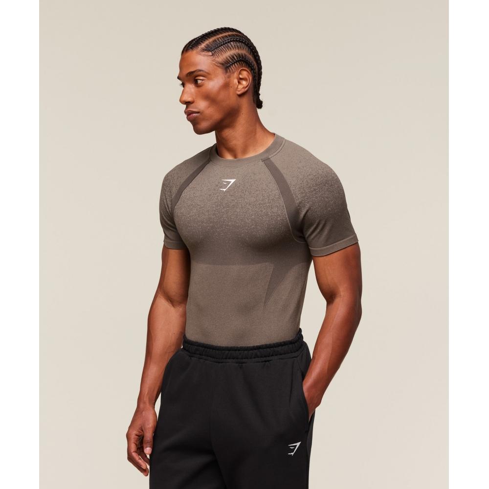 Gymshark Schatten Nahtloses T-Shirt Camo Braun A1b2a Nby9