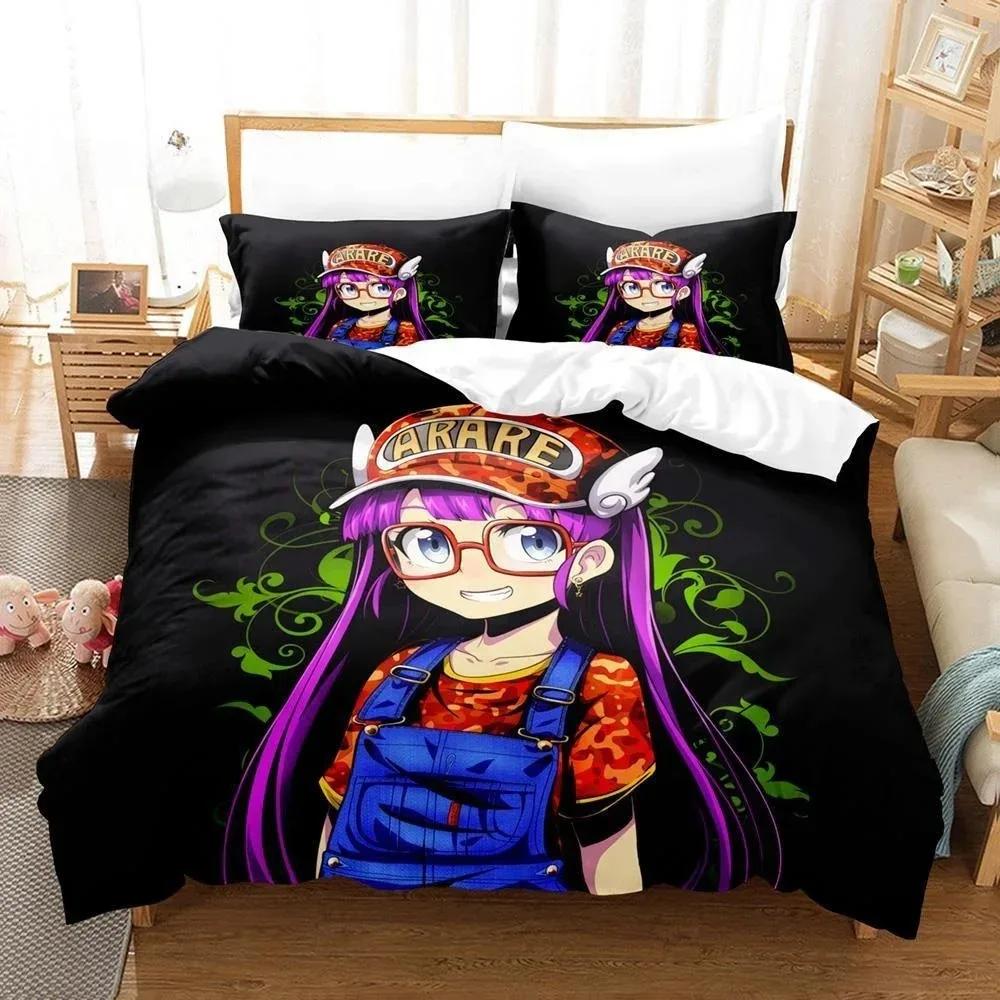 3D Cartoons Bed Sheet Set Kawaii Arale Bedding Set Single Twin Full Queen King Size Bed Set Adult Kid Bedroom Duvet Cover Sets