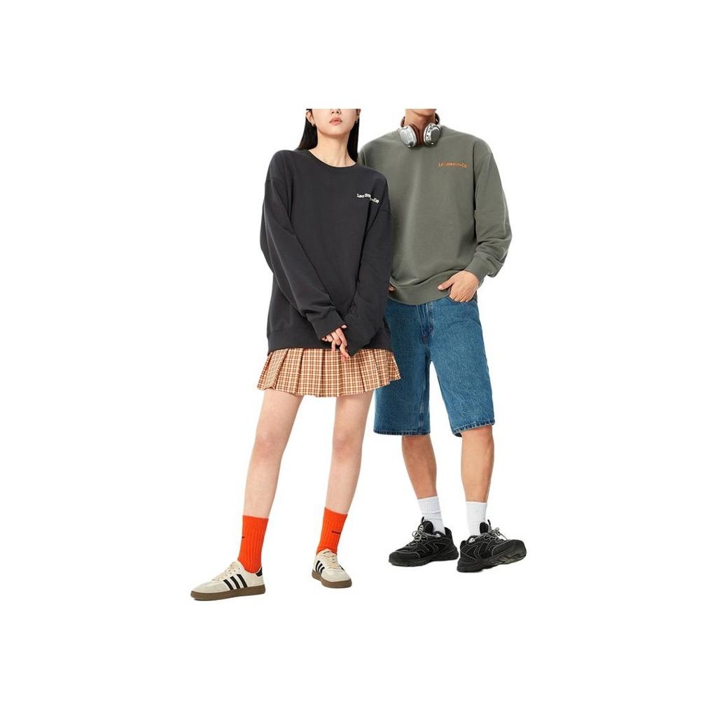 Levis Letter Design Vintage Locker Geschnitten Langarm Sweatshirt Herren Sweatshirt Grün A9359-0000