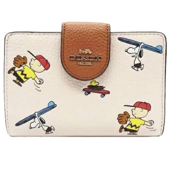 Угловая молния с принтом лепестков, item из аутлета, Snoopy, Бифолд кошелек, кошелек, женский, кошелек, компактный, L-образный кошелек, (C4899) [продукт]