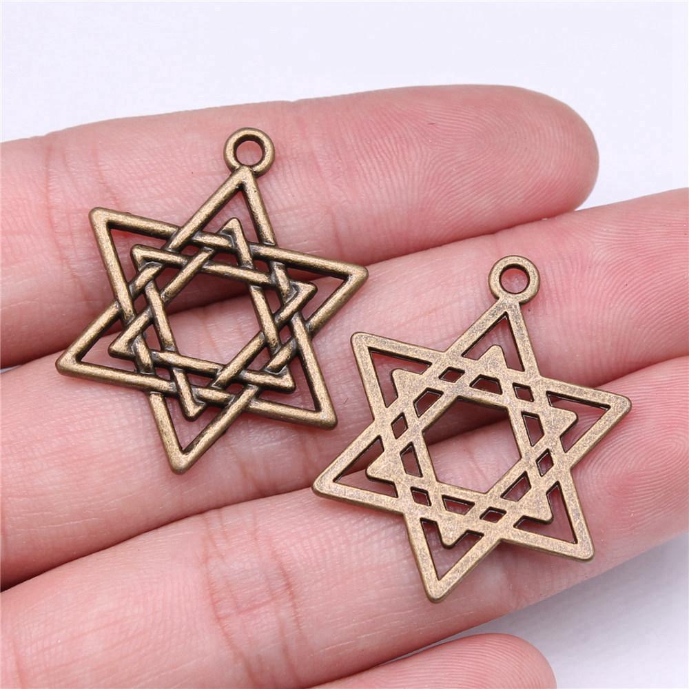 Hexagram Star of David Amulet Charm Antique Bronze Zinc Alloy Jewelry Making Supplies Craft Supplies Jewelry Charms
