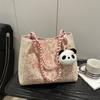 Korean leopard print handbag autumn and winter retro woven knitted bag fashionable large-capacity tote bag female cute student