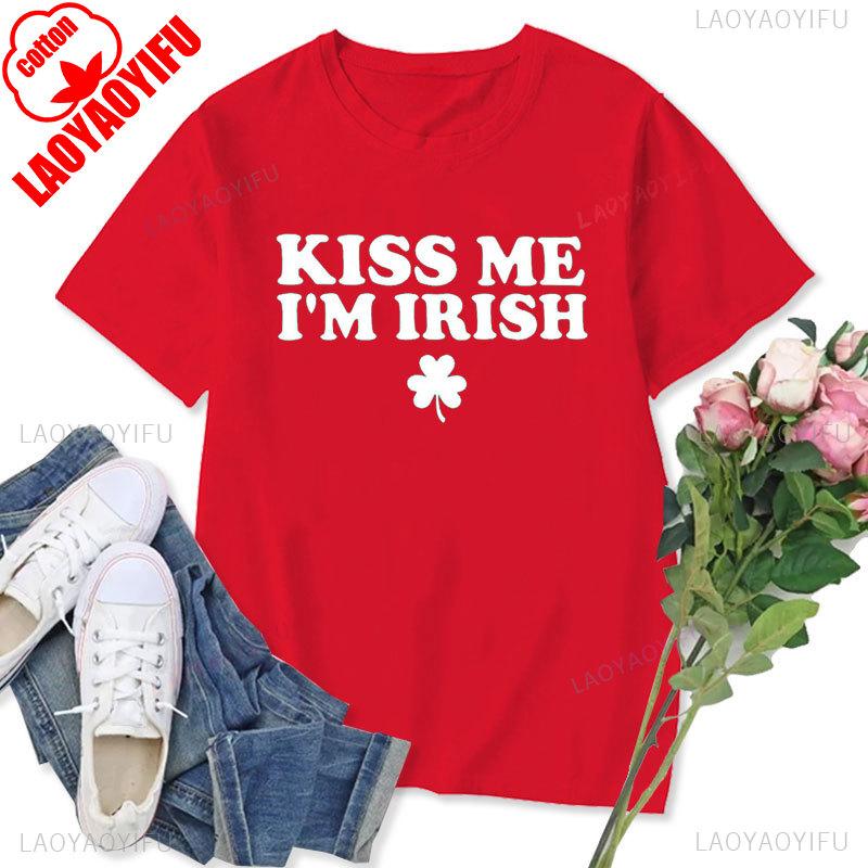 Womens Tshirt St Patricks Day Graphic Tops Funny Short Sleeve Shamrock Shirts Cute St Pattys Printed Tee Unisex Cotton Camisetas