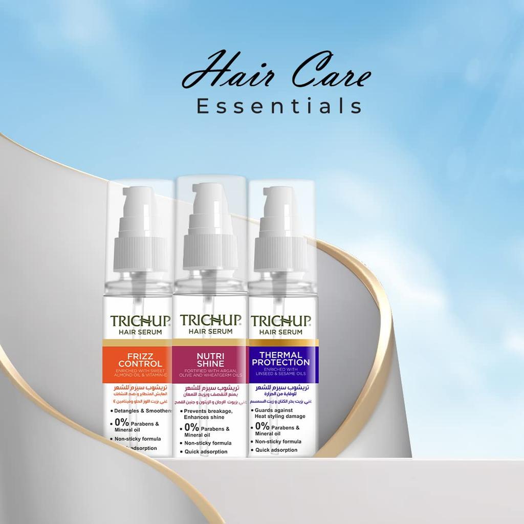 Trichup Nutrishine Hair Serum 60 Ml With Argan Olive Wheatgerm Oils For All Hair Types Smooth Shine Control Care
