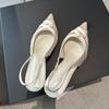 Fashion Silk Fashion Shallow Women Low Heel Pumps Shoes New In Spring Summer Female Slingbacks Footwear Slip On Ladies Thin Heels Shoes