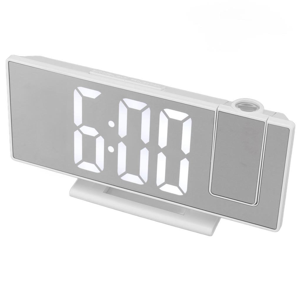Digitaler Projektionswecker für Schlafzimmer Große LED-Anzeige Spiegelprojektionswecker Weiß