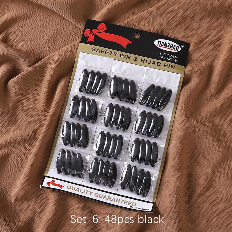 8Pcs/set High Quality Solid Color Plastic Brooch Needle Muslim Scarf Accessory Islamic Turban Safety Pins Elegantly Hijab Brooch