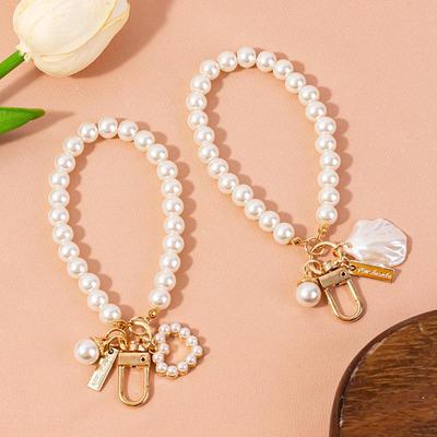 Kreatives Perlenherz-Armband und Schlüsselanhänger-Anhänger mit Muschelanhänger
