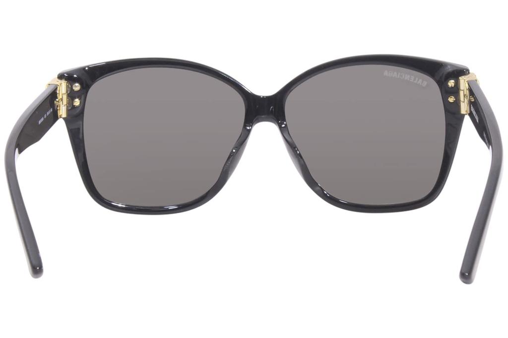 Balenciaga Asian BB0135SA Gray Women's Sunglasses, Fit, 001, Black/Gold,