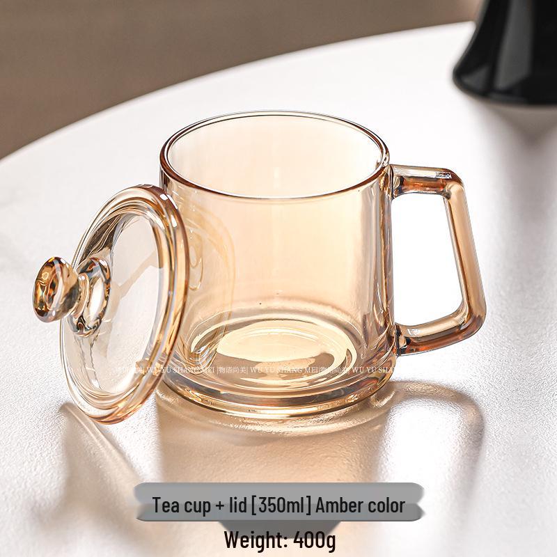 High-Temperature Resistant Glass Coffee Cup with Lid & Handle for Tea Brewing - Suitable for Home, Office, or Personal Use by Men and Women