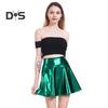 Kvinner miniskjørt Høy midje blank overflate A-linje hem Kort skjørt skinnende sceneshow Skater skjørt Festklær