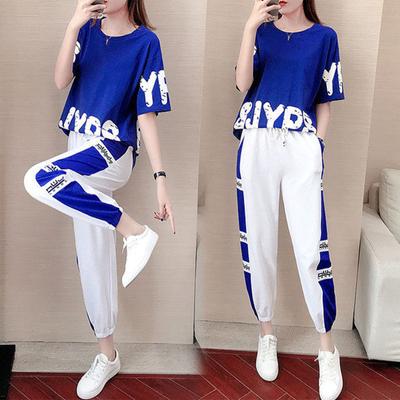 Fashion Letter Printed Tracksuit Set 2Pcs T-Shirt Pants Set  Summer Casual Loose Sports Suit