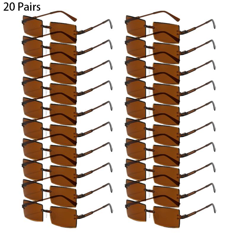 16/20 Pairs Rectangle Sunglasses Men Fashion Rimless Gradient Multicolor Beach Holiday Shades Women New Trendy Rave Sun Glasses