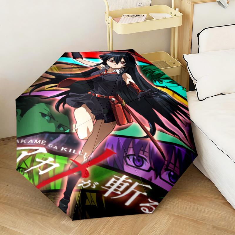 1 Stück Akame Ga Kill Schwert Automatischer Regenschirm - Geeignet für Reisen Outdoor Tragbarer Regenschirm Geburtstagsgeschenk Tägliche Notwendigkeiten