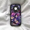 Shockproof Cover for HONOR X9 5G Vintage Oil Painting Purple Floral Phone Case, Glossy Acrylic Back TPU Bumper