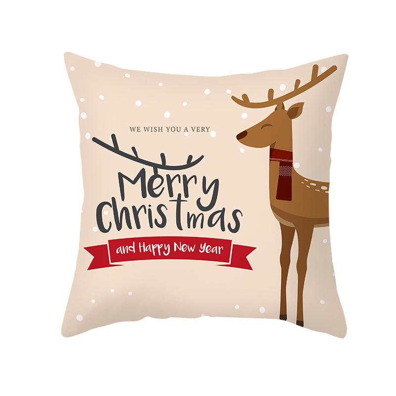 Christmas Pillow Case Wish Cartoon Print Peach Skin Christmas Pillow Home Sofa Cushion