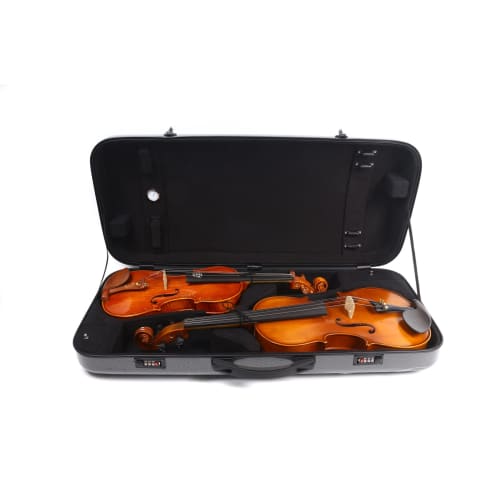 Yinfente Double Violin Case, Viola Case, Mixed Carbon Fiber Violin Box, 4/4 Full Size (Black)