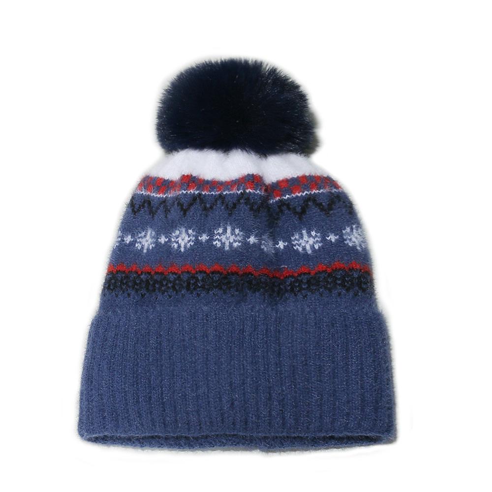 2025 Autumn and Winter Wool Hat Bohemian Geometric Rhombus Retro Knitted Hat Velvet Thickened Imitation Mink Winter Hat Women
