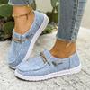 Breathable Denim Lace Up Canvas Shoe Women 2025 Autumn Round Toe Low Heel Sneakers Soft Sole Non Slip Vulcanized Shoes