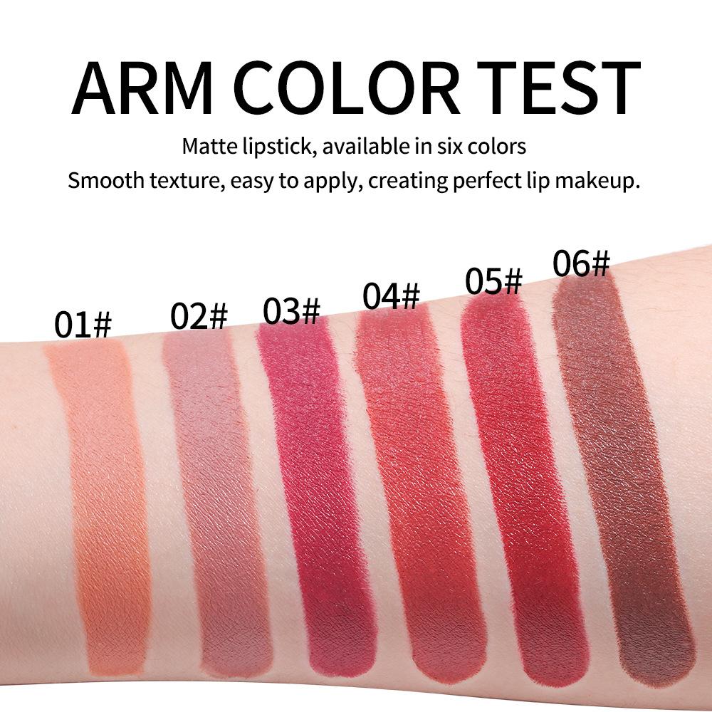 Trucco rossetto sei colori nuovo prodotto non si attacca alla tazza e non sbiadisce. Bellezza rossetto opaco vellutato