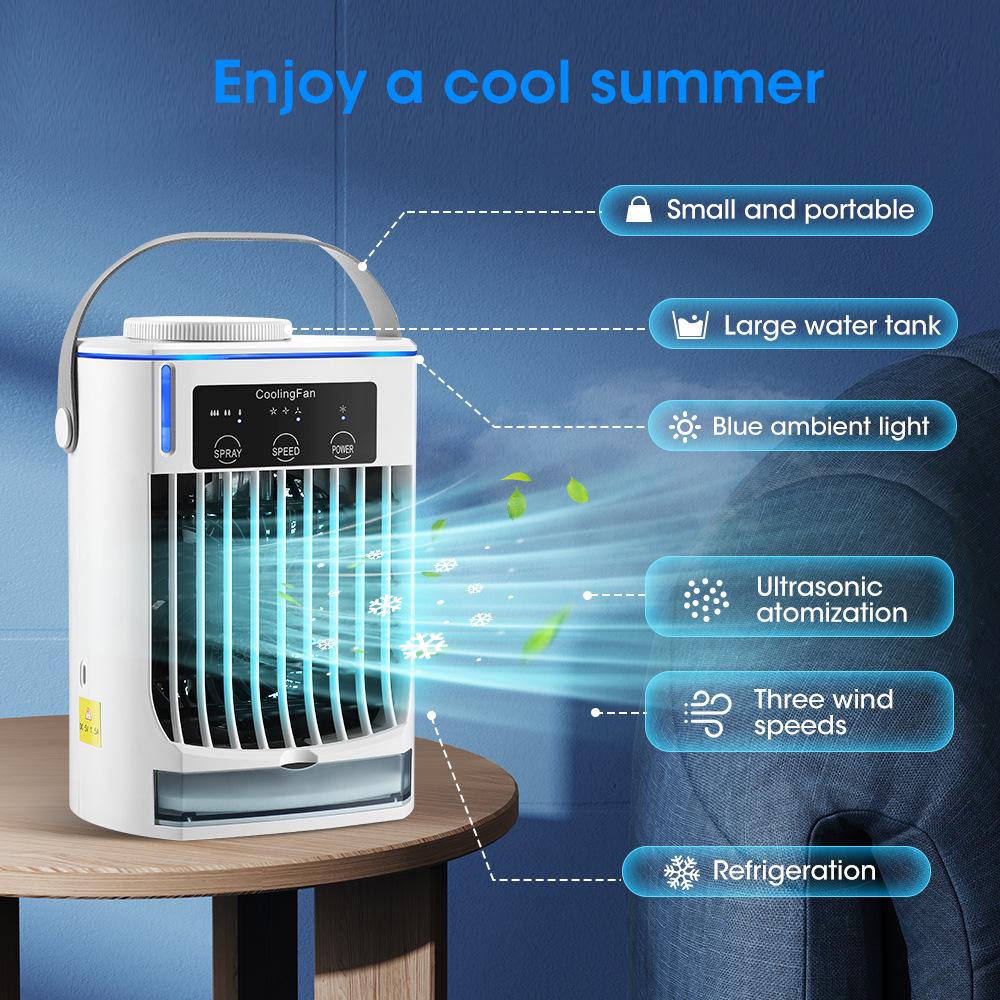 

Mini Air Cooler & Humidifying Fan for Home and Handheld Use белый