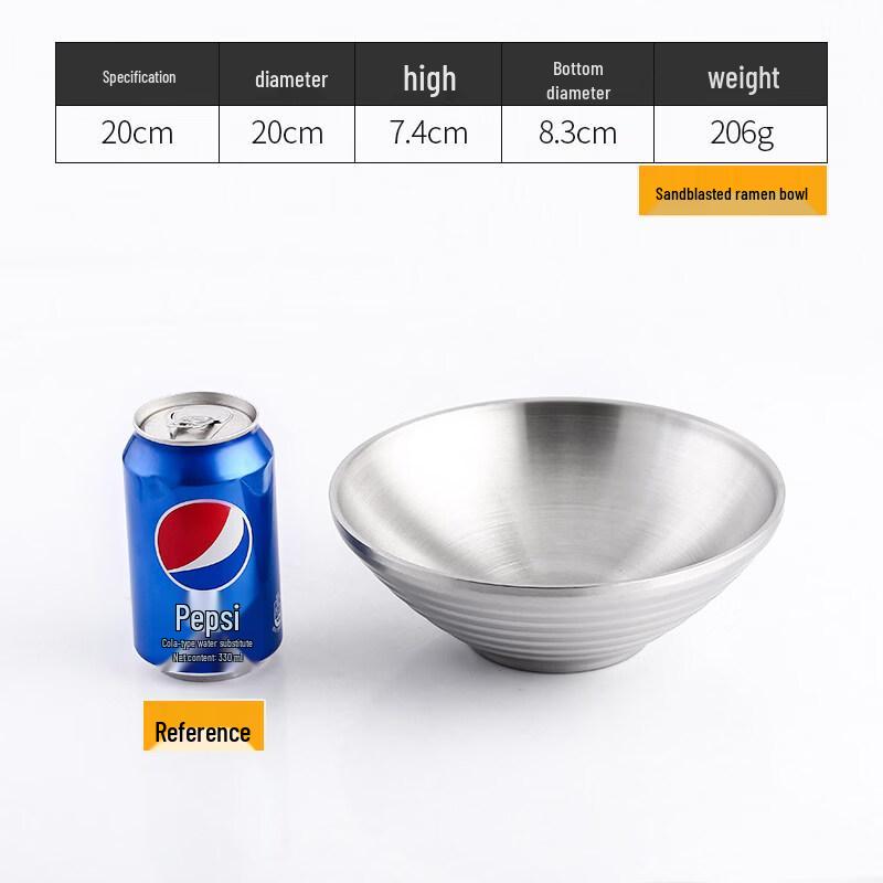 Jingbaodi 304 Stainless Steel Korean Noodle & Soup Bowl
