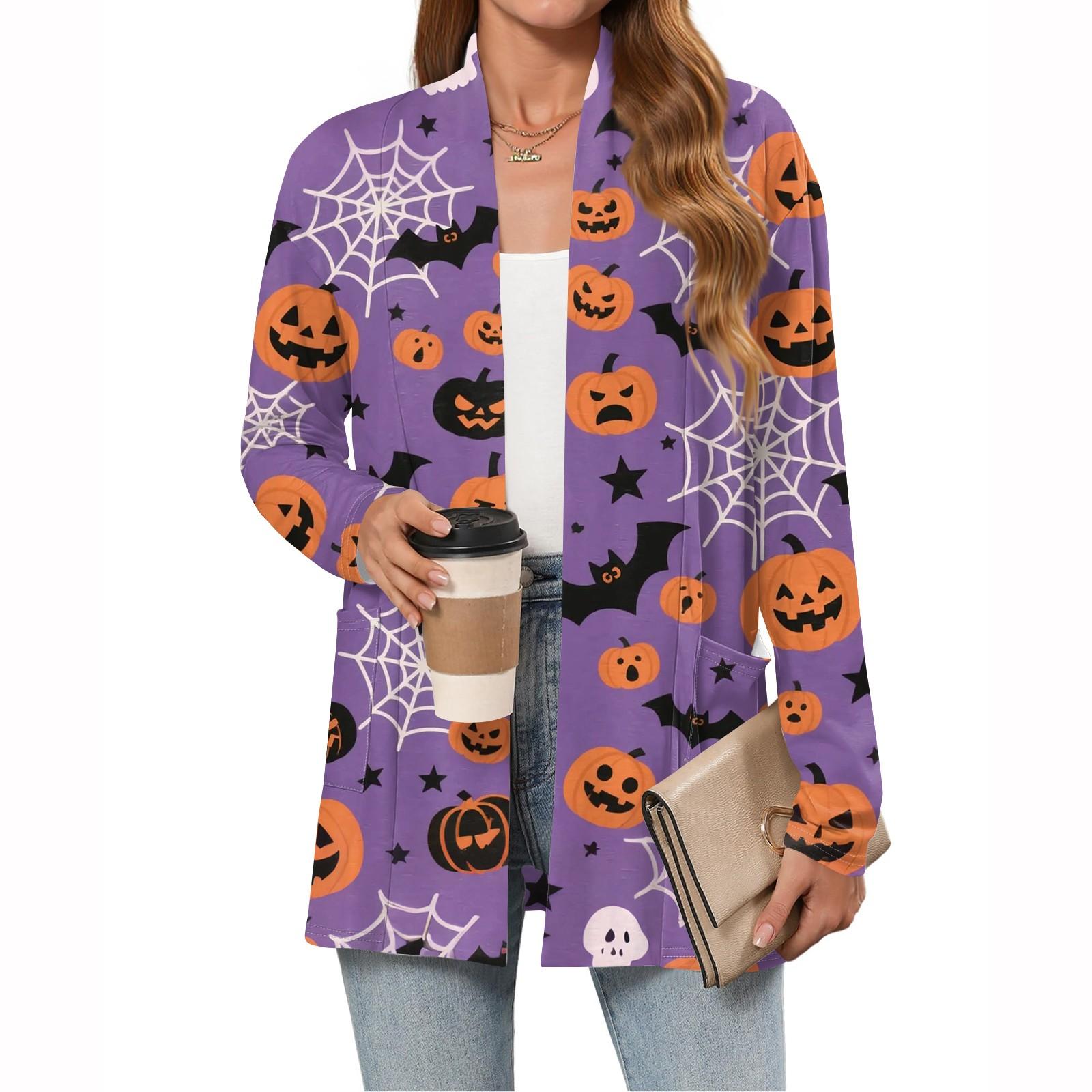 

Женские легкие кардиганы с открытой передней частью, с длинными рукавами, повседневные, свободные, тонкие кардиганы с карманами M фиолетовый