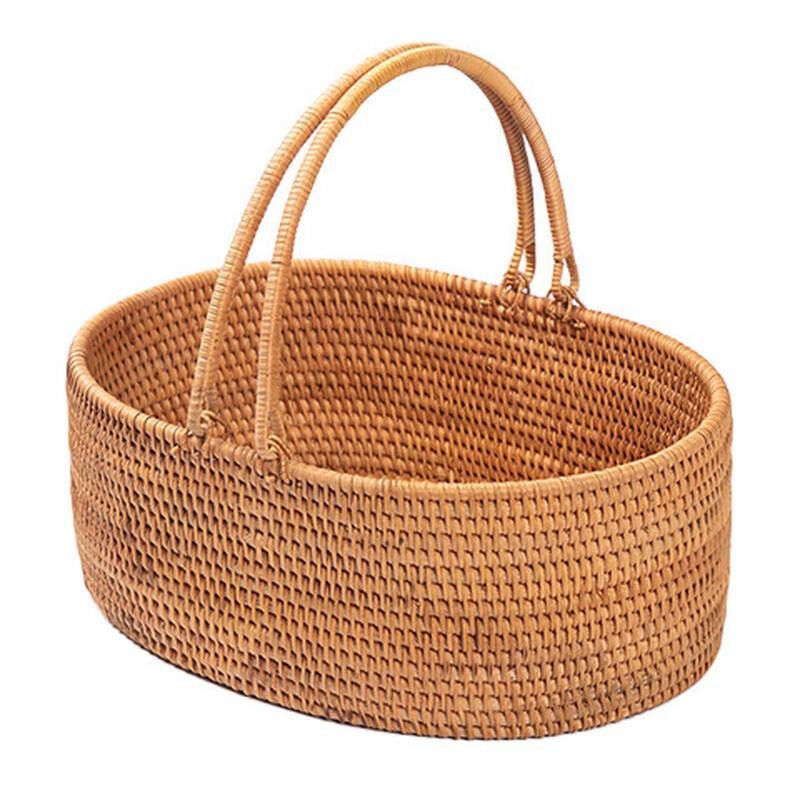 Hand-Woven Rattan Storage Basket