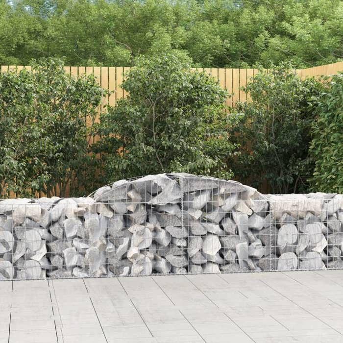 VidaXL Paniers à gabions arqués 3 pcs 300x50x60/80 cm fer galvanisé, gabion, cage de gabion, panier de mur de gabion, mur de 3146666