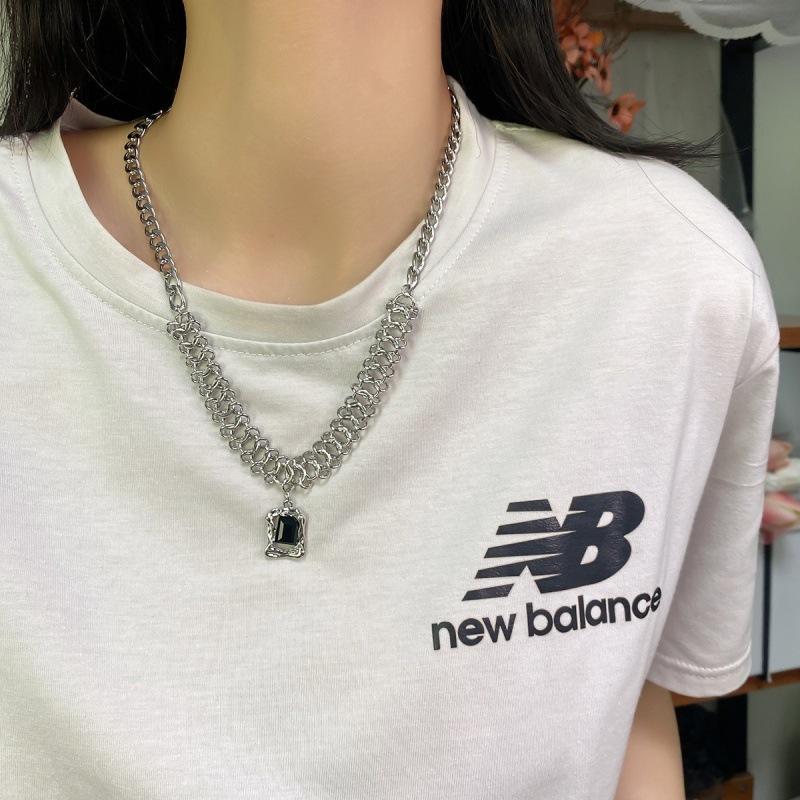 Black Zircon Pendant, Word Chain Necklace, Women's Ins Simple Temperament Cold Style Hip-hop Necklace Trend
