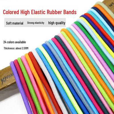 Black Round Elastic Shoelaces - High Elastic Rubber Bands, Colorful Thin Cord Accessories