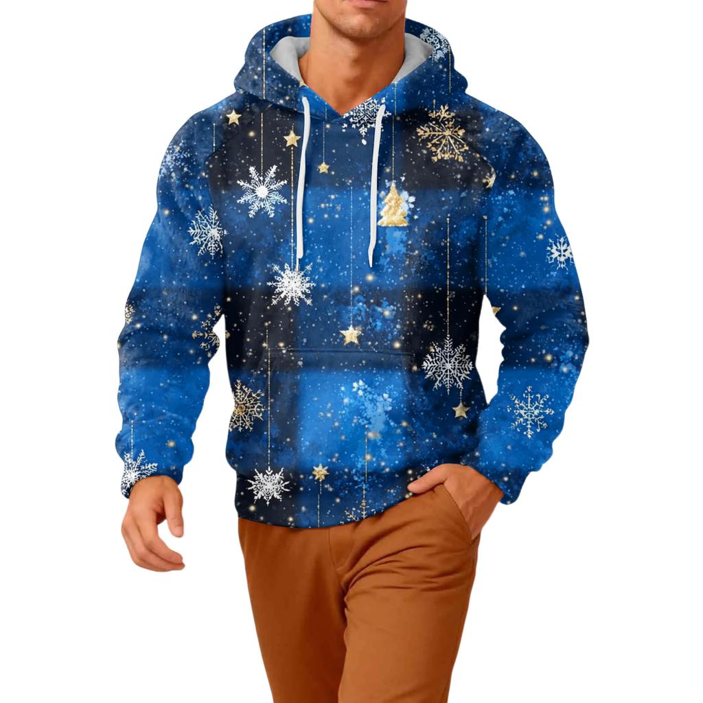 Men's Long-Sleeve Casual Flannel Hooded Sweatshirt