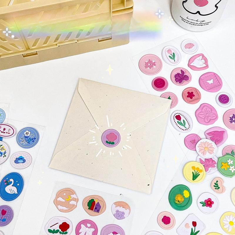 3D Wax Seal Stickers Cartoon 3D Stamp Stickers Envelope Sealing Sticker Invitation Envelope Stickers Decorative Scrapbook DIY