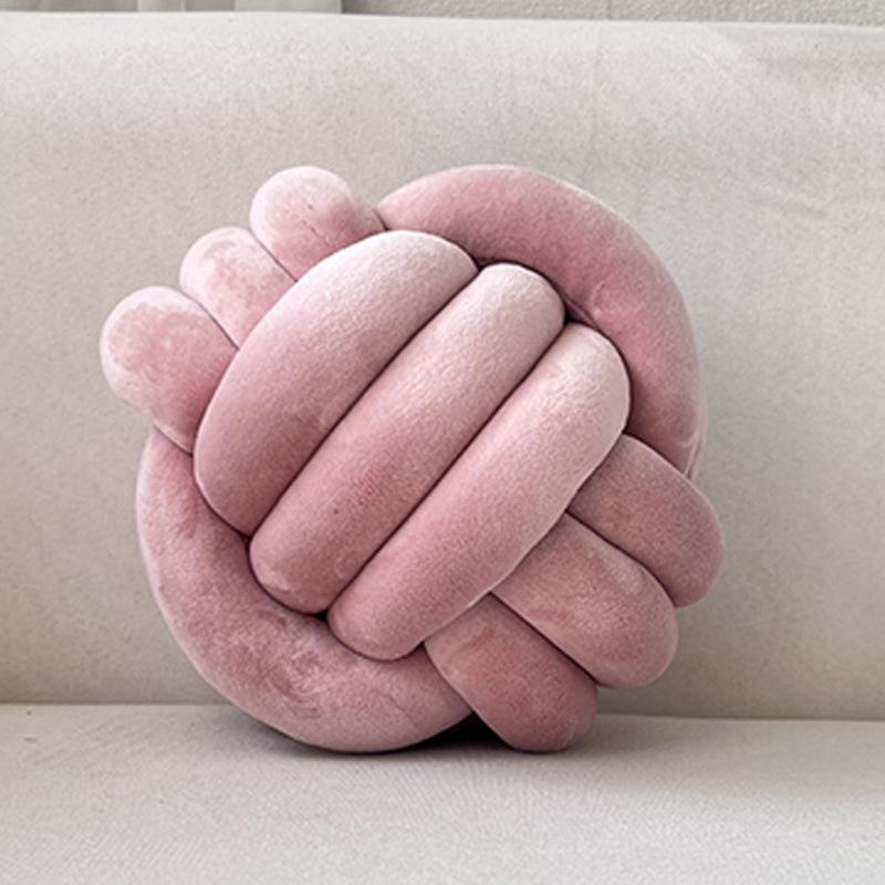Ins Nordic Hand-woven Three-strand Rope Knotted Ball Pillow Creative Children's Living Room Bedroom Pillow