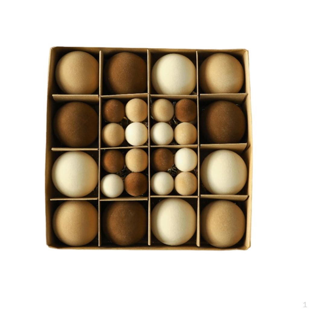 Flocked Xmas Balls Ornaments Christmas Tree Hanging Ball 6cm and 3cm Reusable Shatterproof for Party