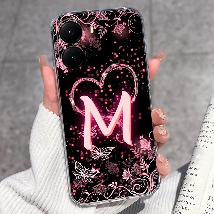 Initial Letter A-Z Fashion Phone Case For Xiaomi Poco X7 X6 X5 X4 X3 Pro C85 C75 C71 C51 C50 Black TPU Soft Silicone Protective Shell For Xiaomi Cover