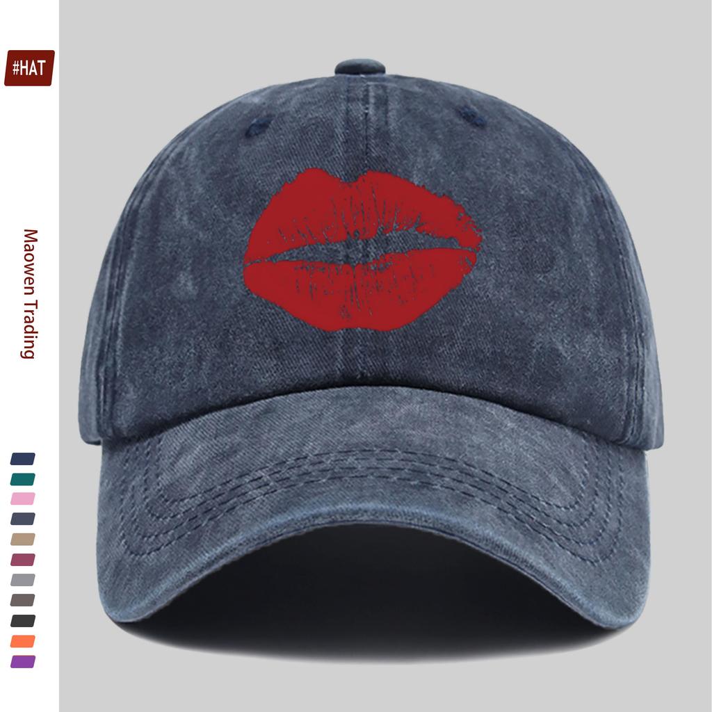 Pc Beautiful Red Lip Print Pattern Baseball Cap Fashionable Decorative Sun Hat for Casual Lovers Trucker Papa Hat Comfortabl