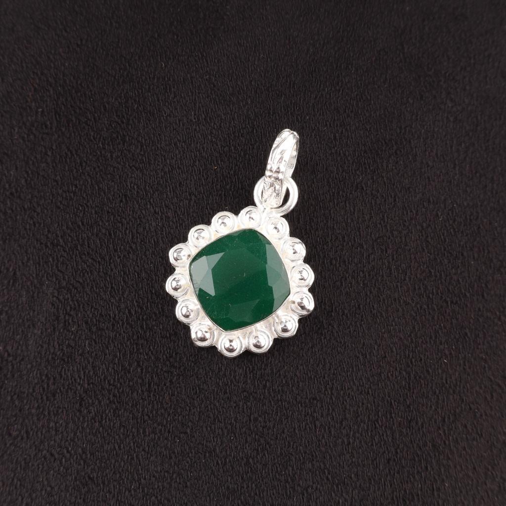 Natural Green Onyx Sterling Silver Birthday Engagement Anniversary Gift Pendant PP-34-16