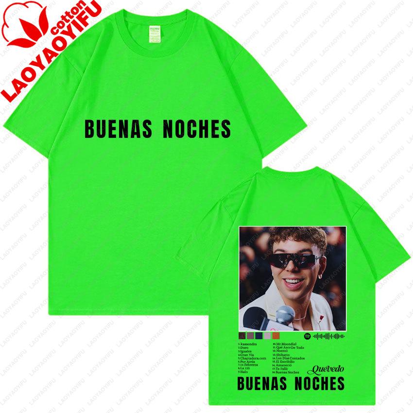 Singer Quevedo Buenas Noches Album Print Tshirt Unisexs Unisex Harajuku Casual Oversized Tee Gothic Short Sleeve Tops